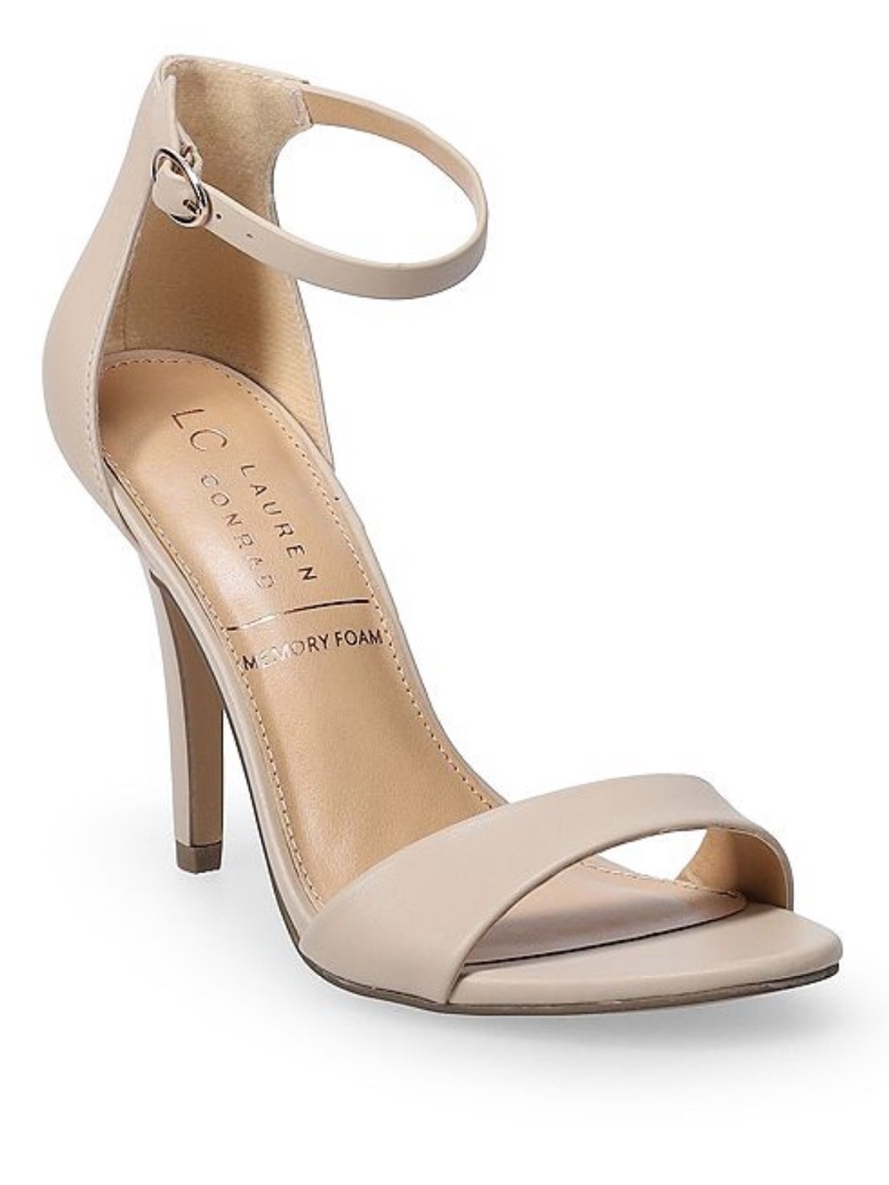 LC Lauren Conrad Beige Open-Toe Ankle-Strap High Heels - Picture 6 of 6